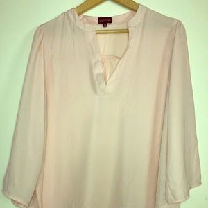 Zenobia Women's Light Pink Sheer V-neck Blouse